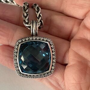 David Yurman 20 x 20 Blue Topaz & Diamond Albion Enhancer